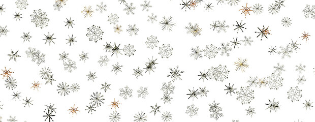 Fototapeta premium Abstract pattern of scattered delicate snowflakes on a white background