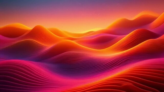Vibrant orange and pink colorfield waves shifting gracefully with radiant atmospheric lighting