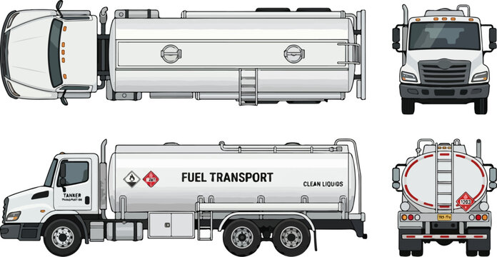 White_tanker_truck_multiple_views