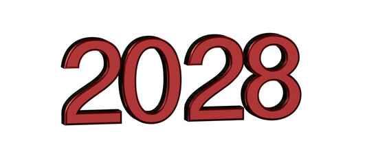 Bold 2028 text design in red, perfect for New Year events, promotions, and greetings. Ide © vegefox.com