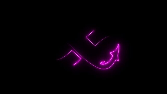 Neon infinity symbol animation with glowing purple arrow loop for tech and business concepts 4k video.