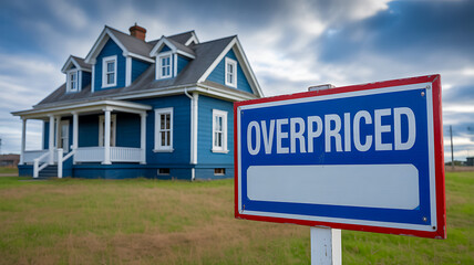 Obraz premium Overpriced house concept highlighting housing affordability challenges and rising real estate costs