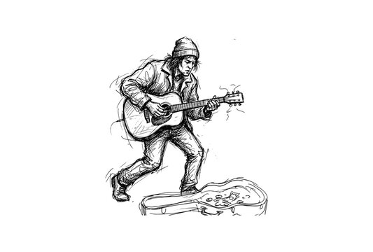 Street Musician Playing Guitar