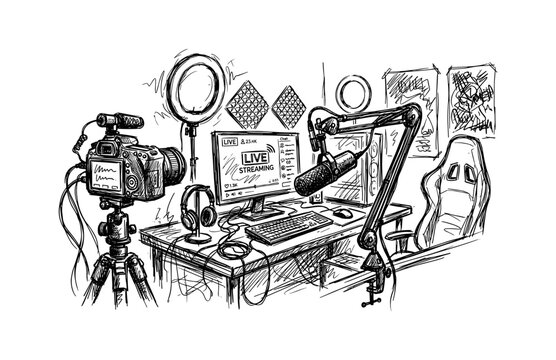 Streaming Studio Setup Sketch