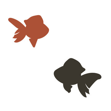 和モダンな赤と黒の金魚のシルエット
