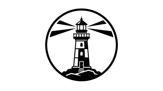 Lighthouse Emblem - Navigation Beacon Symbol