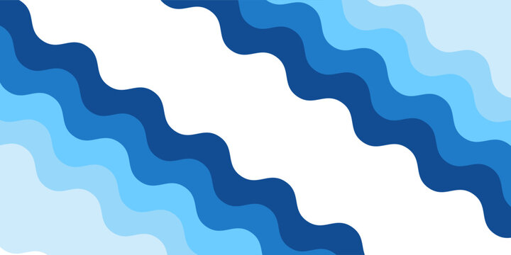 Layered blue ocean waves background with smooth curves and gradient tones creating an abstract sea and water flow vector design. Abstract soft flowing lines for marine, summer beach minimalist concept
