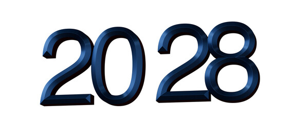 2028 text design isolated on white, perfect for new year greetings and holiday promotions. © vegefox.com