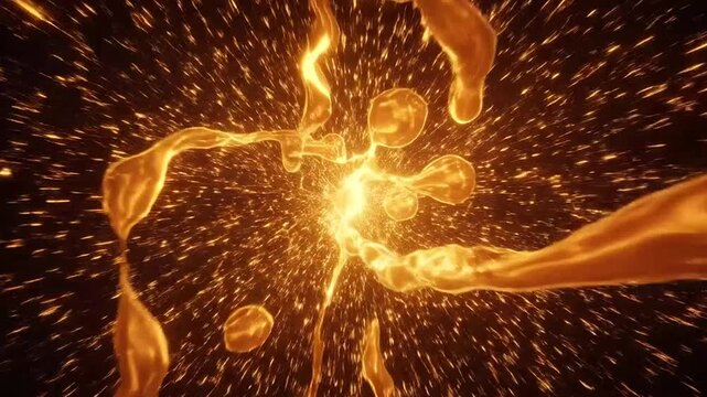 Vibrant orange flames exploding in darkness.