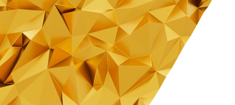 Shiny golden geometric background with abstract polygonal shapes and facets.