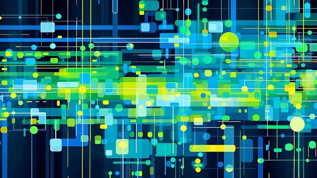 Digital technology yellow green cyber Y2K abstract pattern background