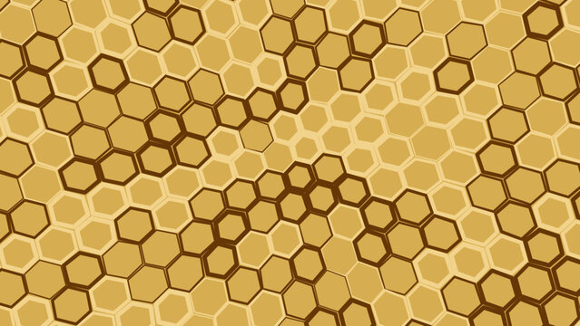 Golden Honeycomb Hexagonal Pattern Background for Premium Banners, Luxury Covers, Tech Posters, and Web Layouts