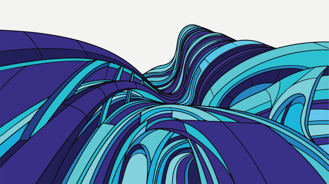 Abstract blue wave design with swirling patterns