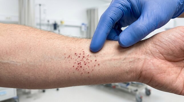 Petechial Rash on Skin &ndash; Medical Diagnosis Awareness Concept
