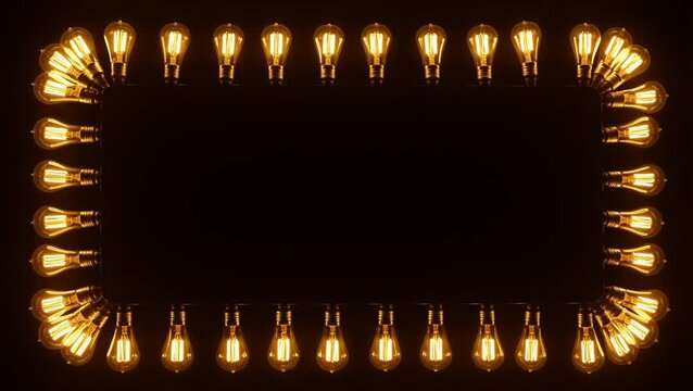 The glowing lamp lights emit a warm light around the border.