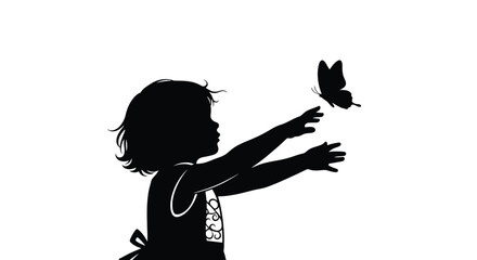 Child Reaching For Butterfly Black Silhouette kid © Jewel