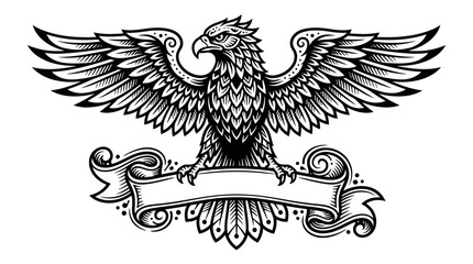Fototapeta premium Majestic Eagle Emblem with Ribbon Banner - Vintage Style