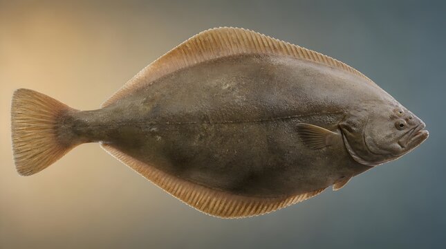 Halibut, fish and seafood on background for cooking, restaurant menu and fresh ingredient. Raw flatfish, fluke and turbot in studio with nutrition, culinary art and ocean life for healthy eating meal