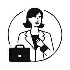 Fototapeta premium Business character with briefcase and confident gesture