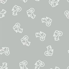 Fototapeta premium squirrel wild animal line seamless pattern squirrel wild animal thin line illustration