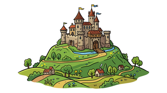 Medieval Castle on a Hilltop Fortress.