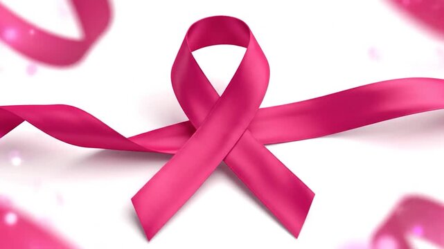 A pink ribbon for breast cancer awareness on white background
