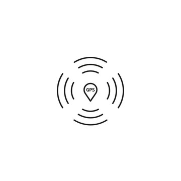 GPS map pin icon with wireless signal waves