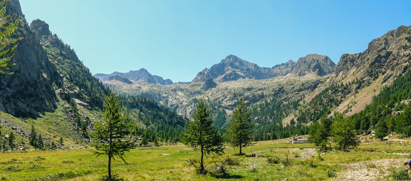 Piedmontese mountain landscapes in Italy during hikes and trekking in the summer holiday period of August