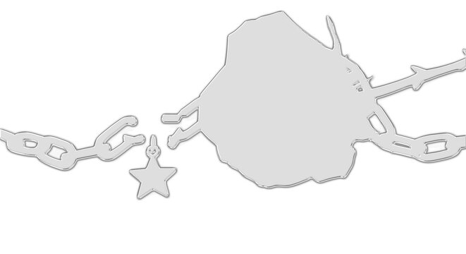 An illustration of a broken chain with a star on a transparent background