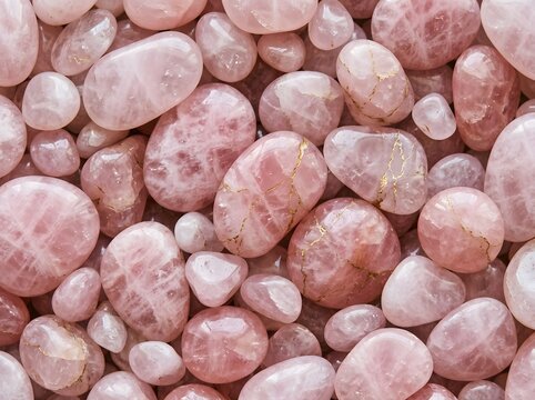 Rose Quartz Pebbles A Polished Stone Texture With Pink Hues
