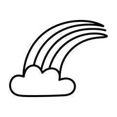 Fototapeta premium Vector of a rainbow emerging from a cloud in a simple black line style