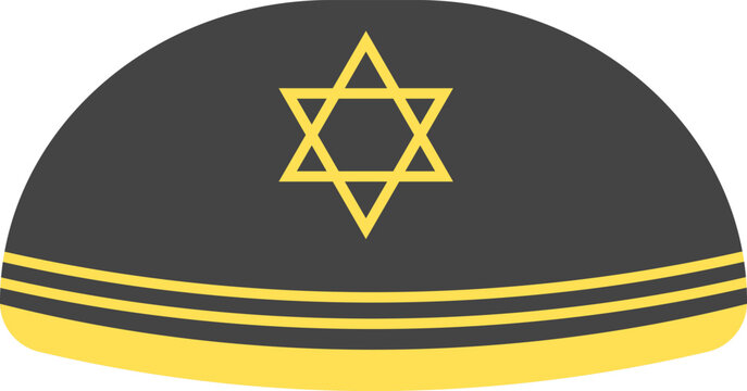 Kippah headwear flat icon dark gray with yellow accents.