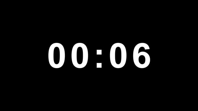 10 SECEND Digital countdown 60 seconds. 10 secend countdown timer animation on transparent background black background. 4k video motion graphics