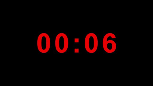 10 SECEND Digital countdown 60 seconds. 10 secend countdown timer animation on transparent background black background. 4k video motion graphics