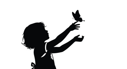 Child Reaching For Butterfly Black Silhouette girl © Rita