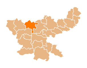Obraz premium Chatra district highlighted in orange on Jharkhand mapchatra