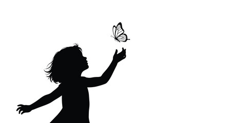 Child Reaching For Butterfly Black Silhouette kid © Rita