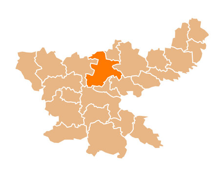 Hazaribagh district highlighted in orange on Jharkhand maphazaribagh