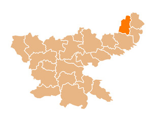 Fototapeta premium Godda district highlighted in orange on Jharkhand map