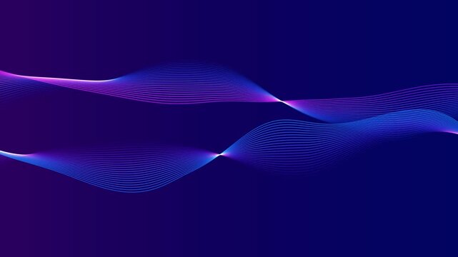 abstract blue and pink wave lines animation, futuristic ai technology and science social media motion background