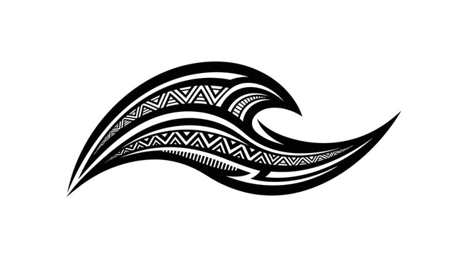 Tribal style wave design with traditional Polynesian patterns.
