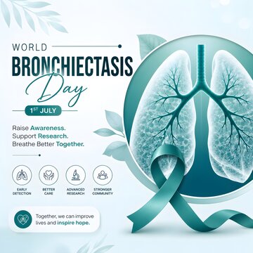 World bronchiectasis day poster with lung illustration