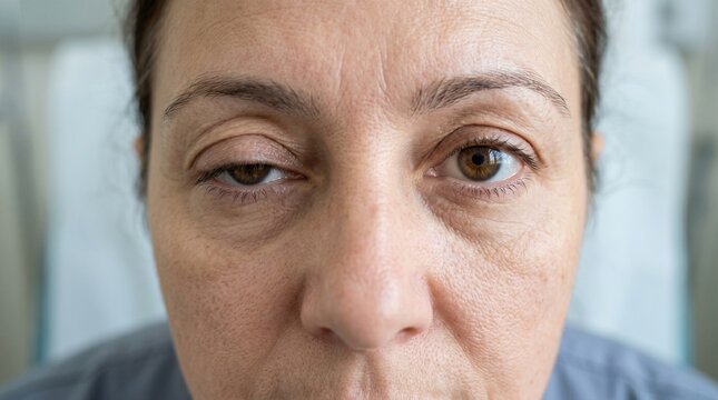 Unilateral Upper Eyelid Droop with Partially Covered Iris &ndash;Partial ptosis
