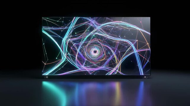 Abstract 3D wireframe animation with glowing geometric shapes