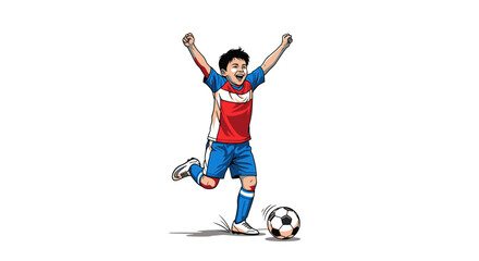 Soccer Player in Blue and Red.