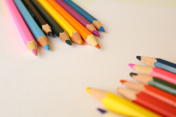 Fototapeta premium Art supplies, art supplies for school, colored pencils