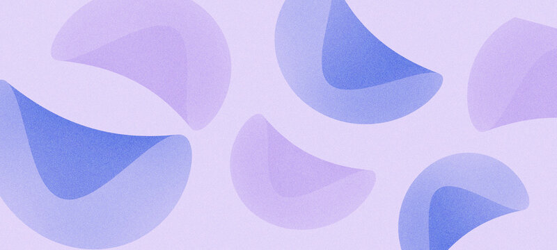 Purple abstract shape, blue geometric pattern, pastel background, soft curve design, modern minimal illustration