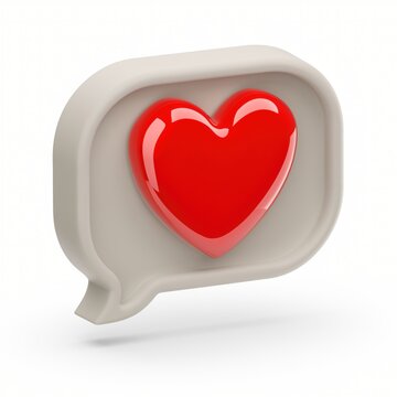 Heart Symbol in Speech Bubble Signifying Love and Communication in Modern Digital Contexts, Perfect for Social Media and Relationship Themes