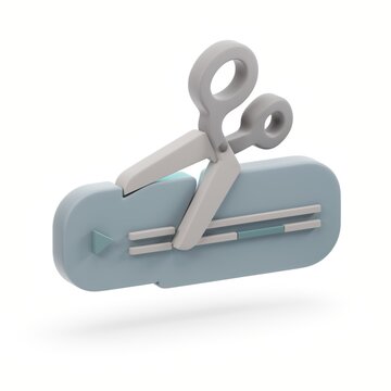 Sleek 3D Illustration of Scissors on a Bright Blue Background for Creative, Design, and Education Purposes in a Minimalistic Style