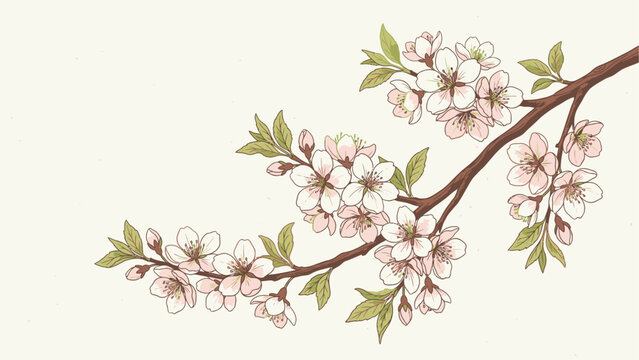 Graceful spring blossoms adorn a tree branch symbolizing nature s annual renewal and vibrant seasonal growth This beautiful floral arrangement offers an inspiring visual for creative projects